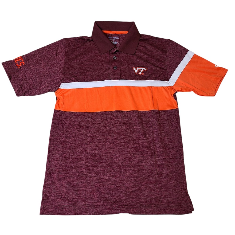 Virginia Tech Hokies Polo Shirt Men's Small Maroon Orange Champion Golf